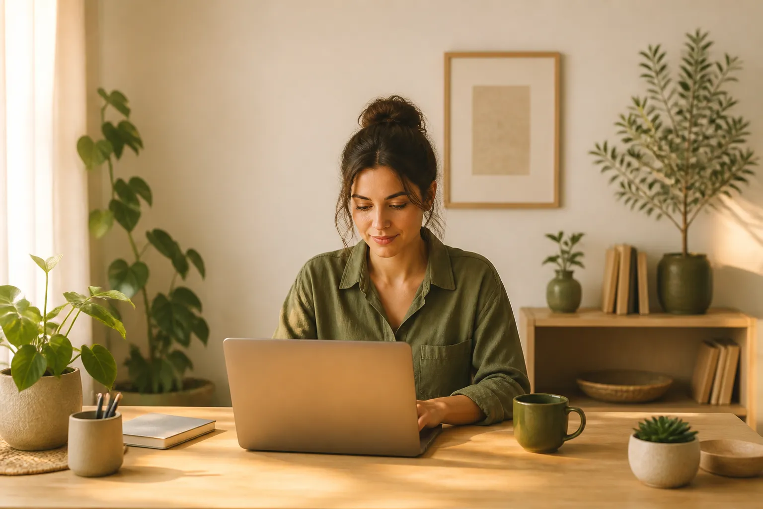 Business owner working on their AI visibility strategy